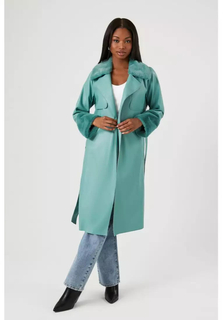 Buy FOREVER 21 Faux Fur Trim Trench Coat 2024 Online ZALORA