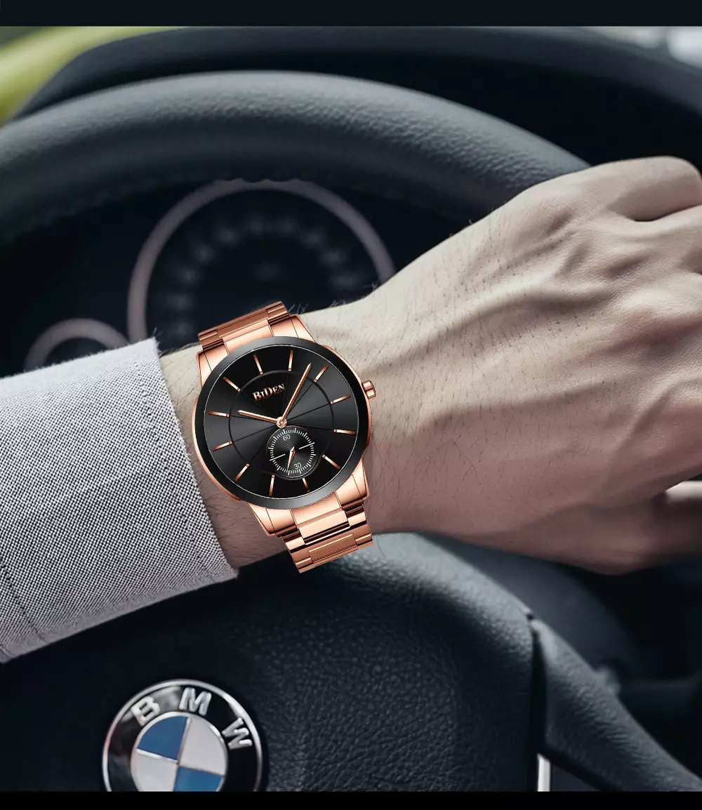 jam tangan pria fashion bisnis stainless steel band waterproof chronograph jam tangan cowok