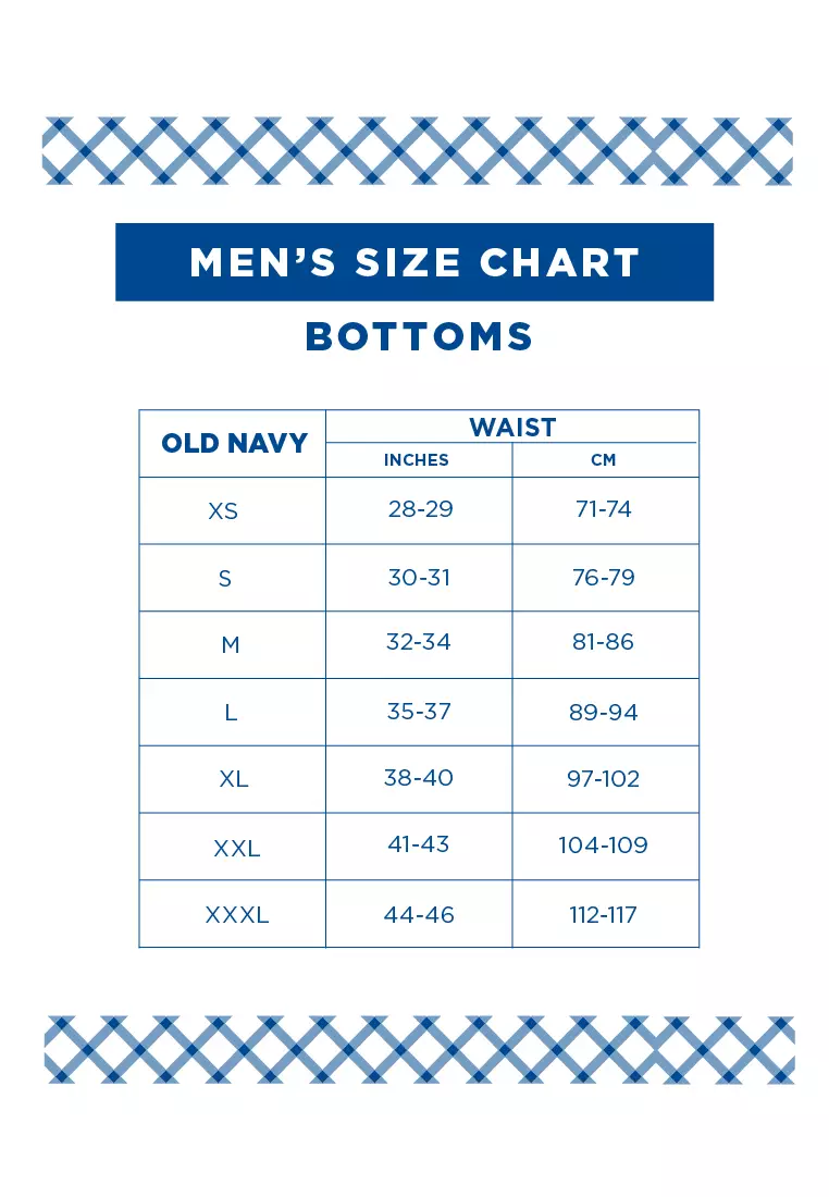 Old navy mens joggers size sales chart