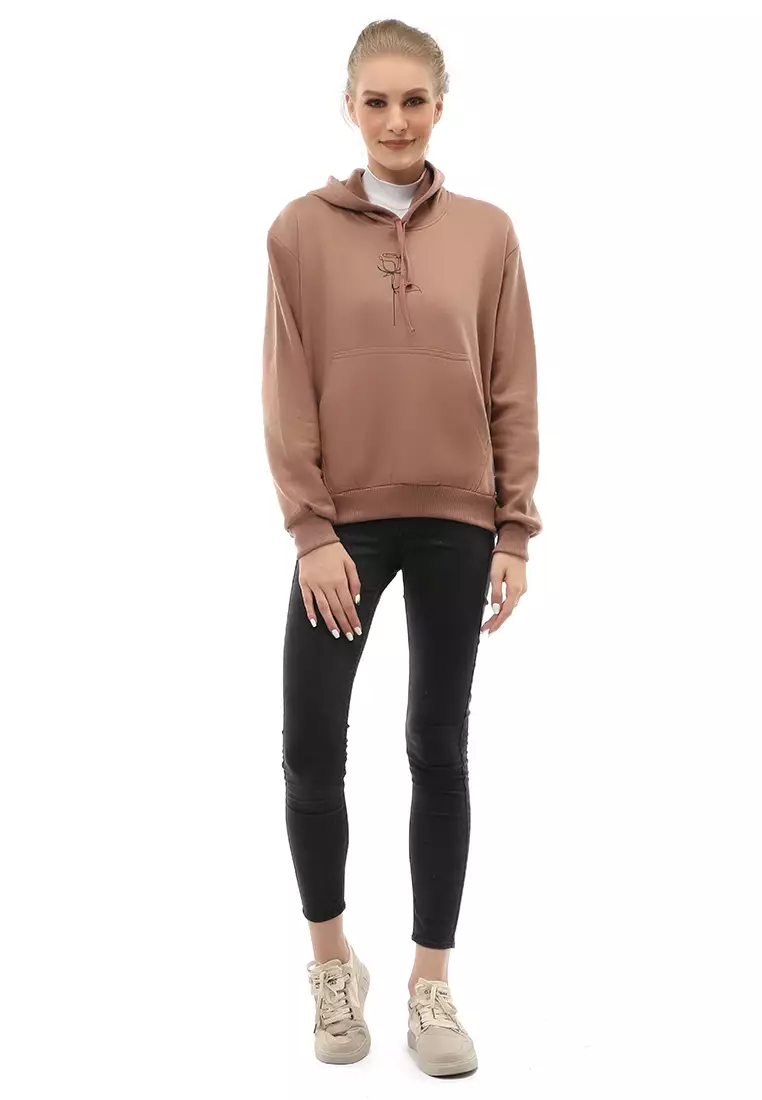 Hardwin Hoodie Jacket Rose Casual Wanita Material Fleece ORIGINAL - Mocca