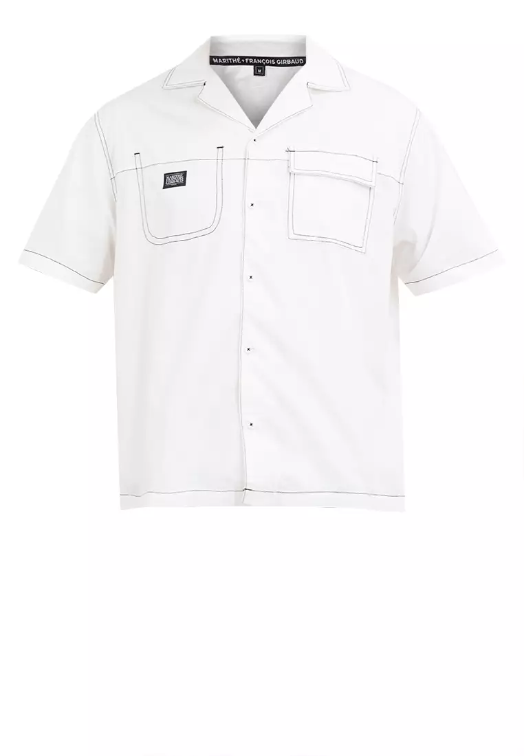 Men's Girbaud White Woven Polo