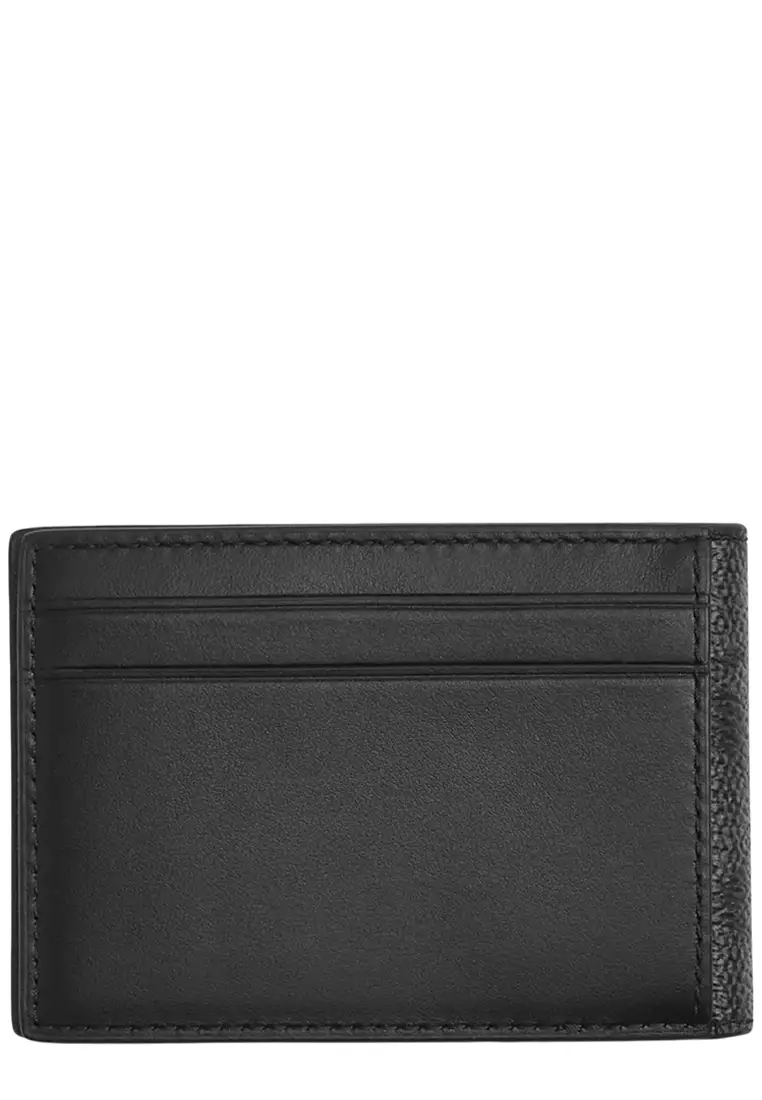 Compact Billfold Wallet In Signature Canvas - Charcoal/ Black CW368