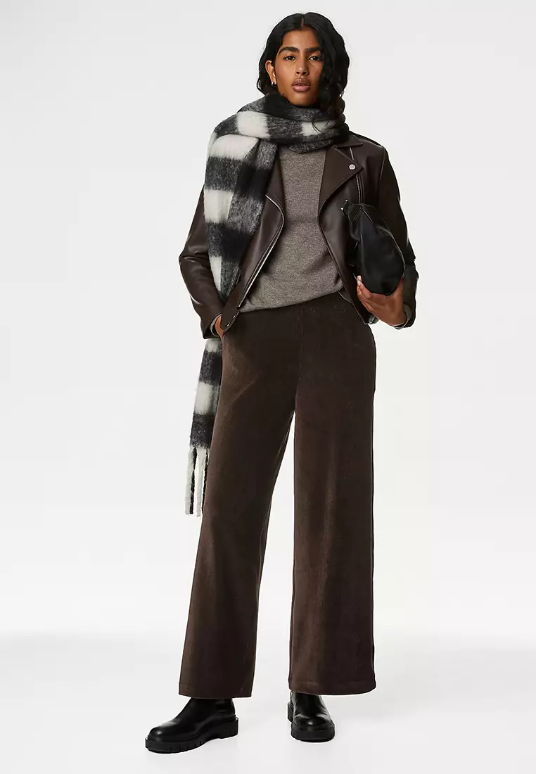 Cord Wide Leg Ankle Grazer Trousers