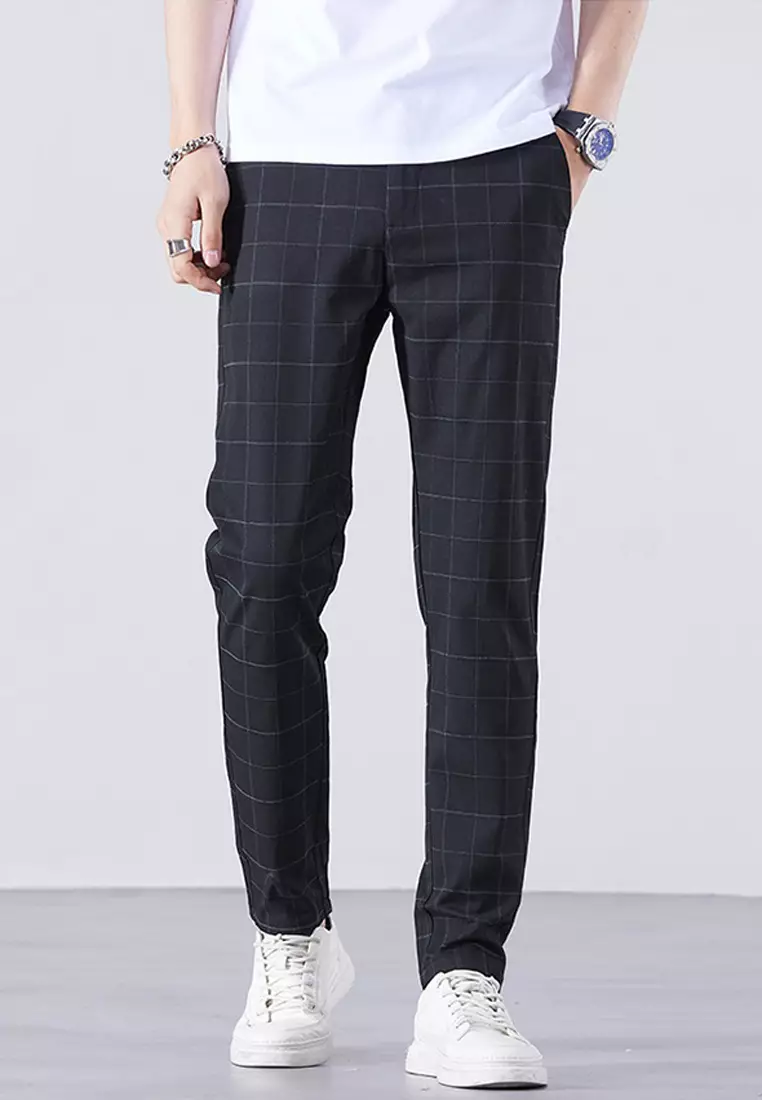 Checked Slim Fit Suit Pants