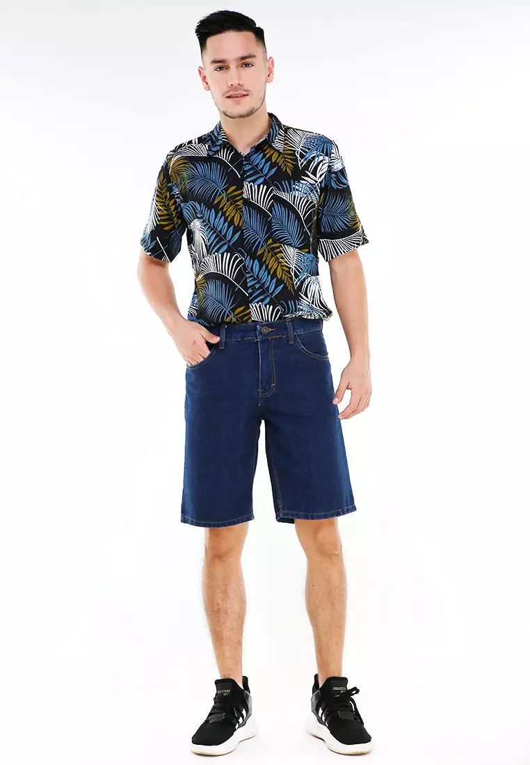 Rishham Celana Pendek Denim Pria Casual Short Pants Material Jeans ORIGINAL - Biowash