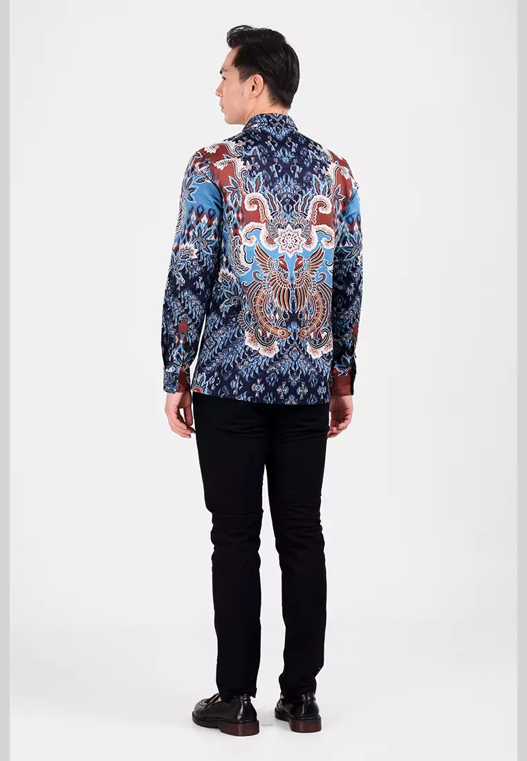 MANZONE - Kemeja Batik Lengan Panjang Pria Rasoka Modern Fit - Tosca