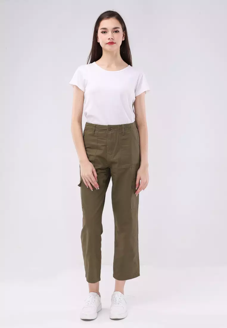 Colored Cargo Straight Cut Pants Ladies
