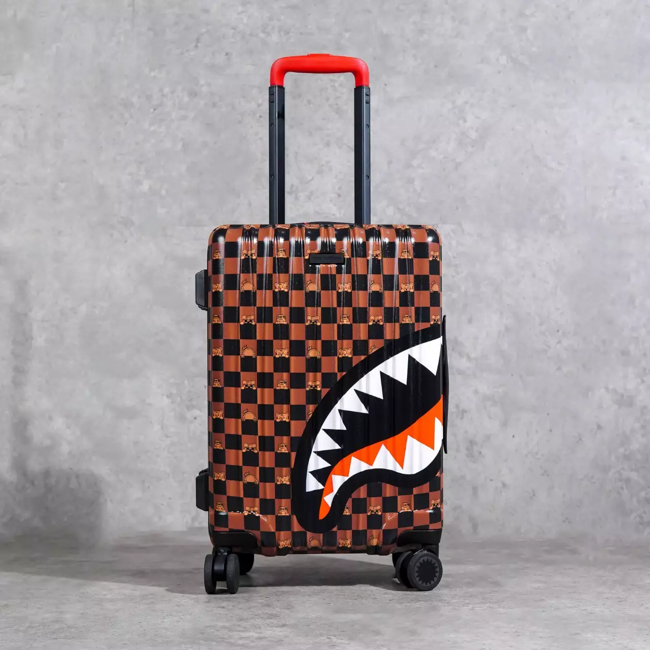 Koper SPRAYGROUND THE HIDEOUT CHECKER BROWN CARRY ON LUGGAGE 100% ORIGINAL