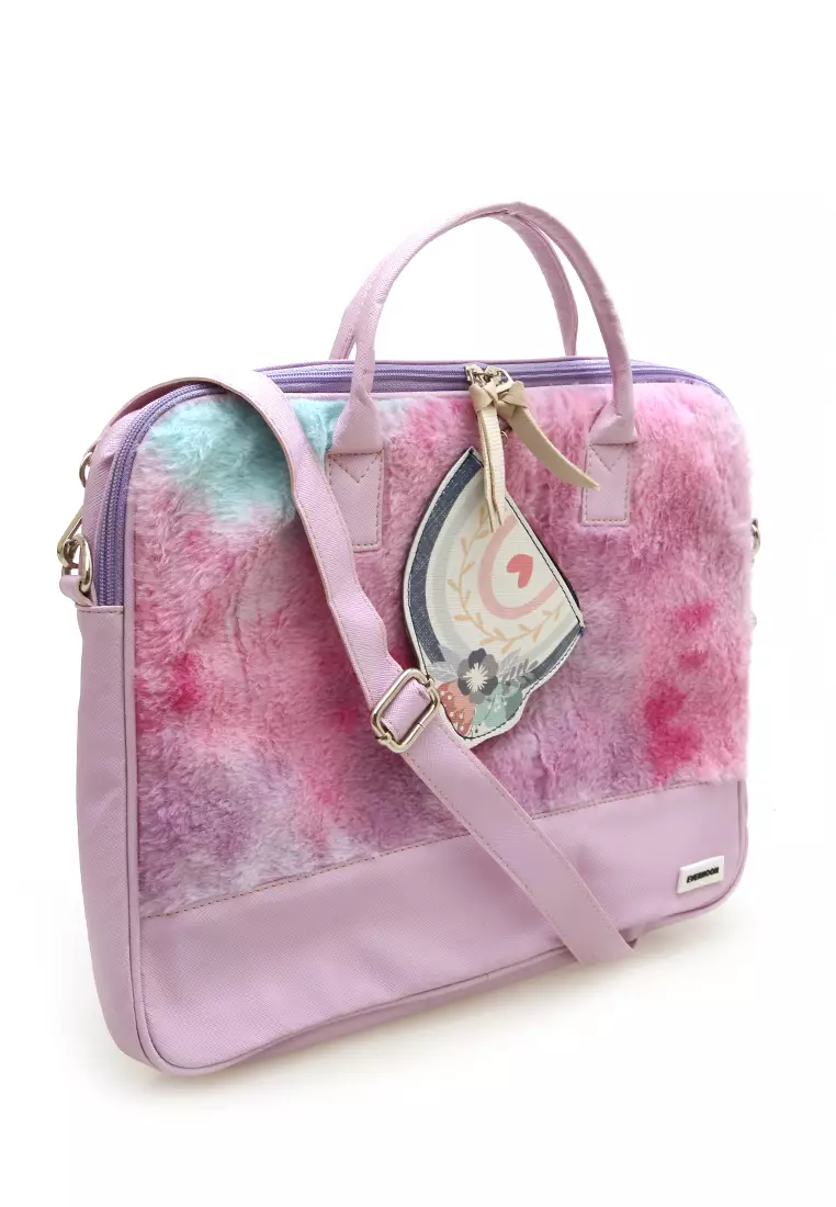 Shania Laptop SlingBag Fluffy Purple Pink With Mini Pouch - Purple 1 Rainbow