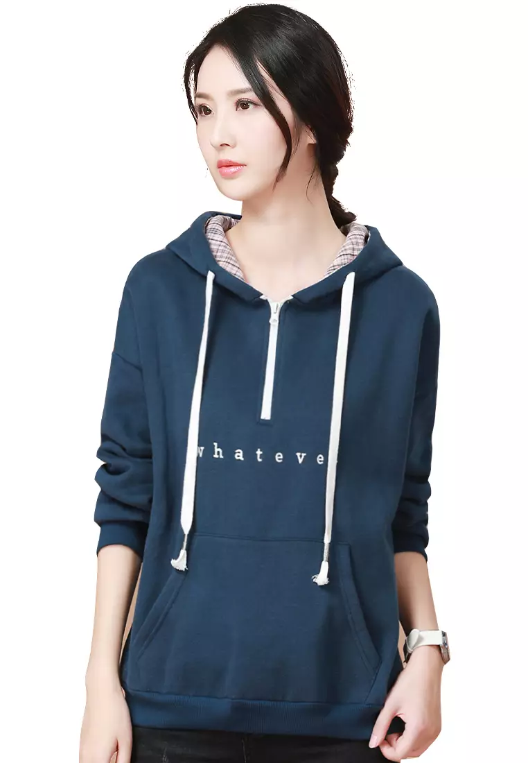 A IN GIRLS Zipper Hooded Warm Sweater Plus Velvet 2024 Buy A