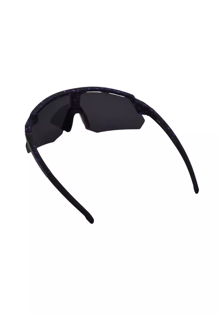Oversized Angular Semi Frameless One Piece Lens with Vents Polarized Sunglasses
