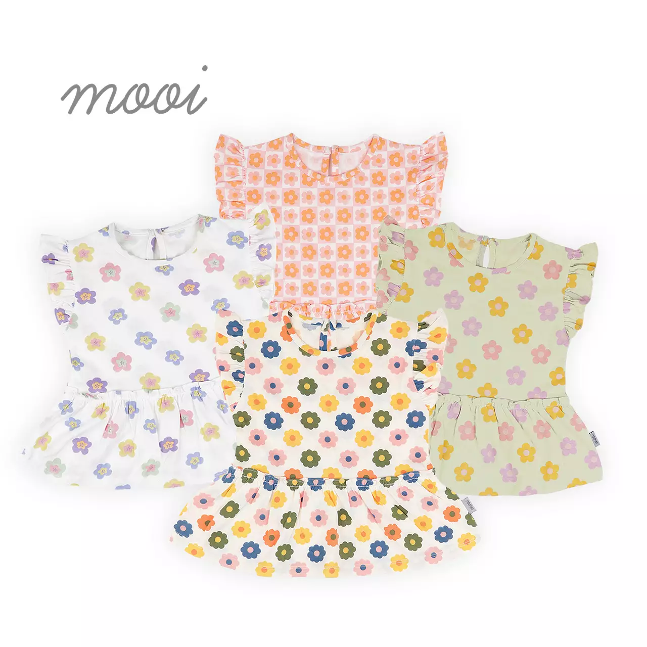 Mooi Atasan Anak Perempuan Minji Ruffle Top - Sage Green