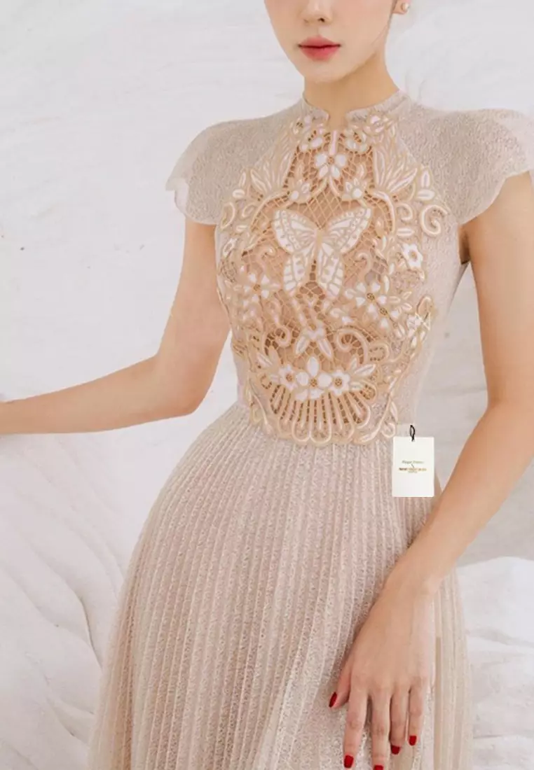 Lace Pleated Dress HRF1422