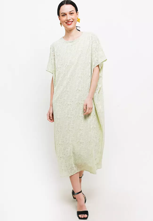 Pearl & Checko Trimmed Lace Kaftan