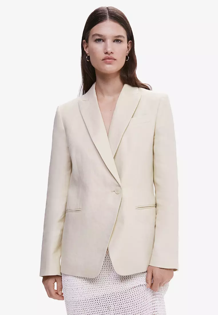 Buy Mango Linen Button Blazer 2024 Online ZALORA Philippines