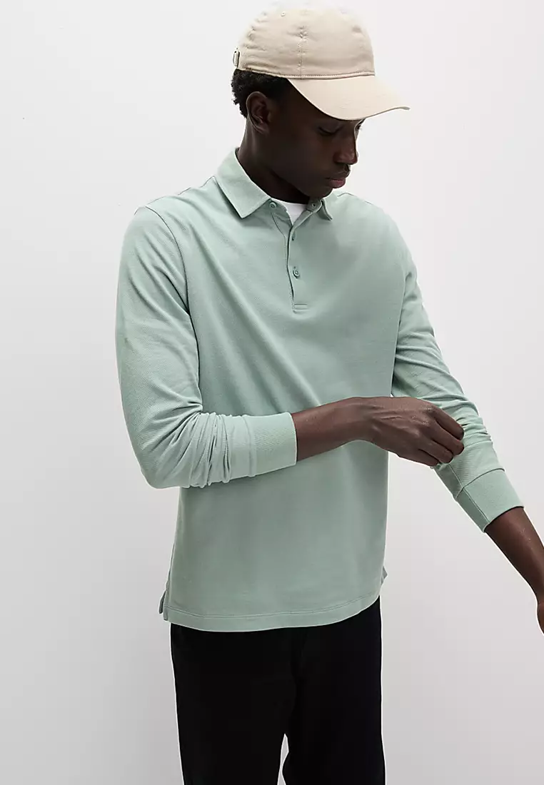 Pure Cotton Long Sleeve Polo Shirt
