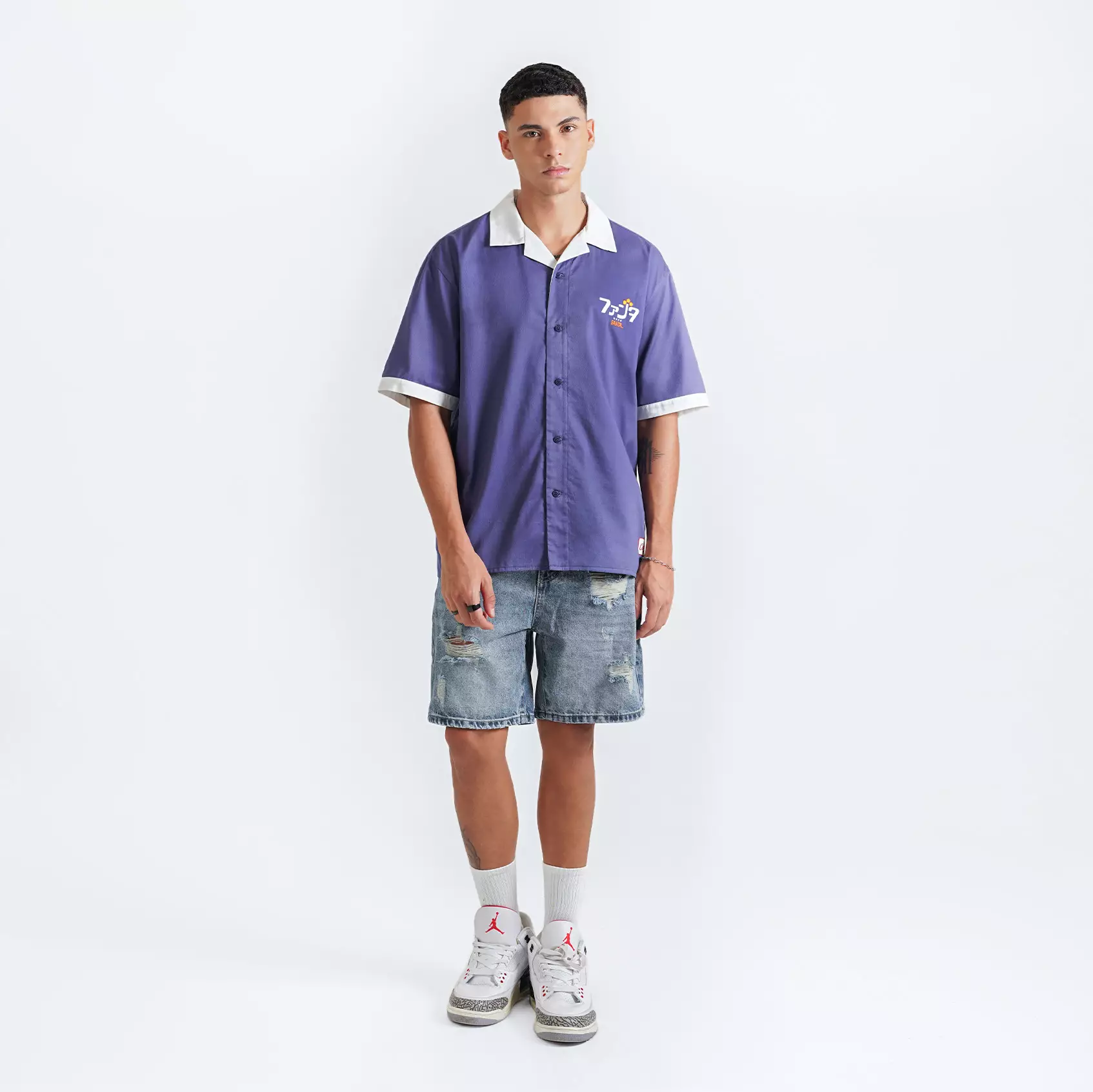 CELCIUS FANTA Resort Purple Bowling Shirt LIN001497C Purple