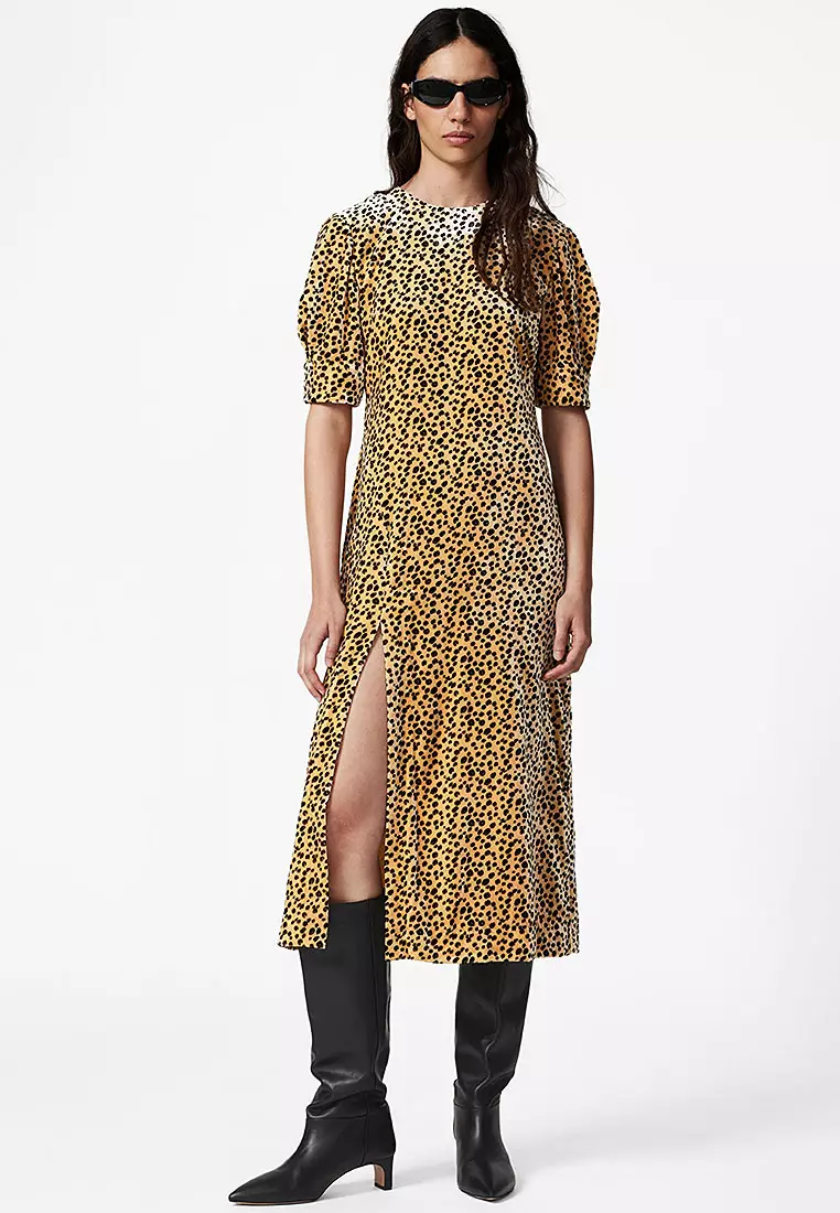 & Other Stories Slit-Detailed Velvet Midi Dress