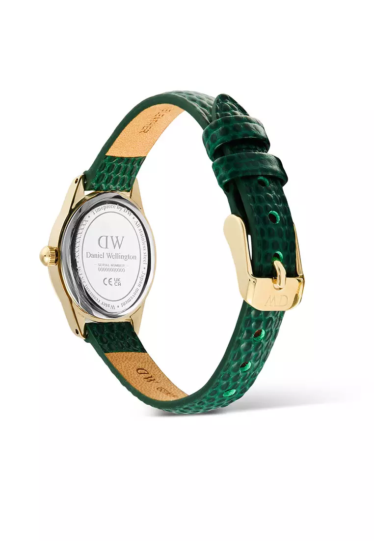 Ophelia Mini Green Lizard White Guilloché Gold - Women Watch Stainless Steel Leather Strap watch DW Official Authentic Original jam tanggan perempuan DW jam tangan