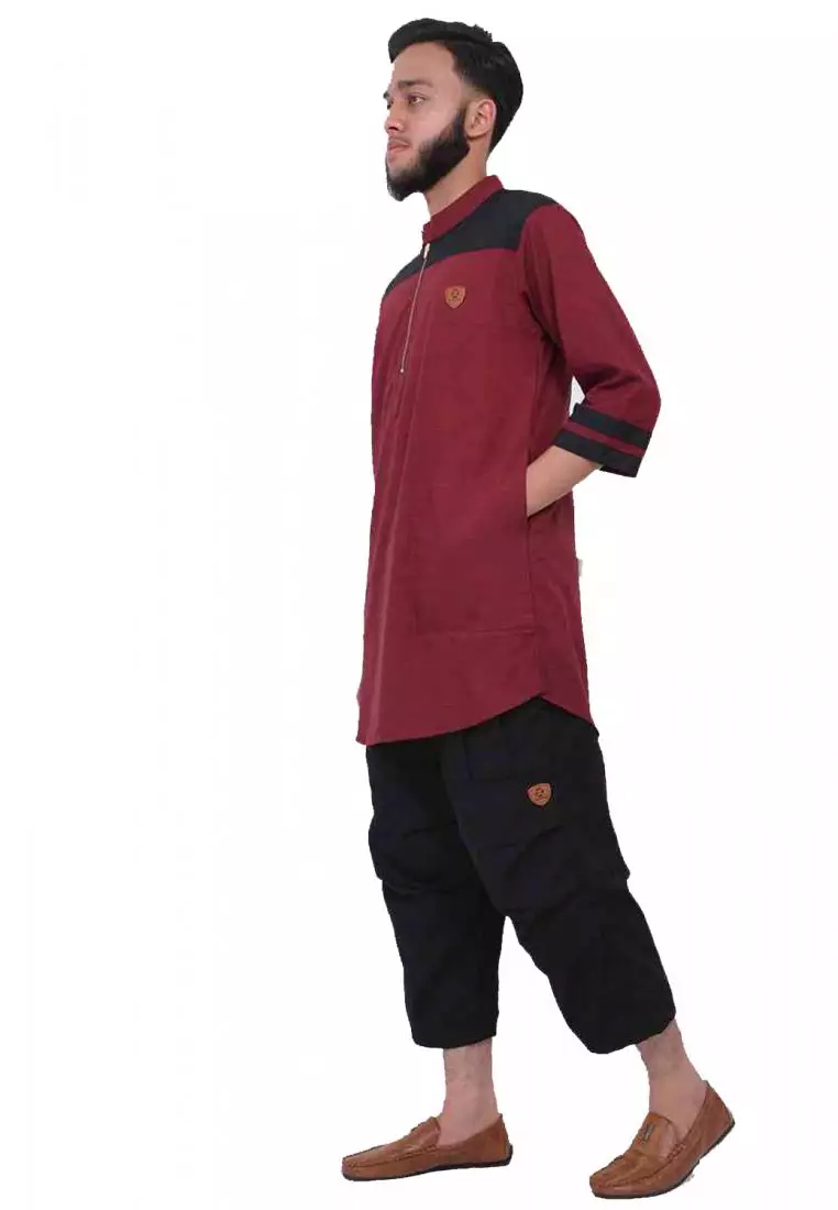 Zayidan Baju Koko Gamis Muslim Pria Izzat - Maroon