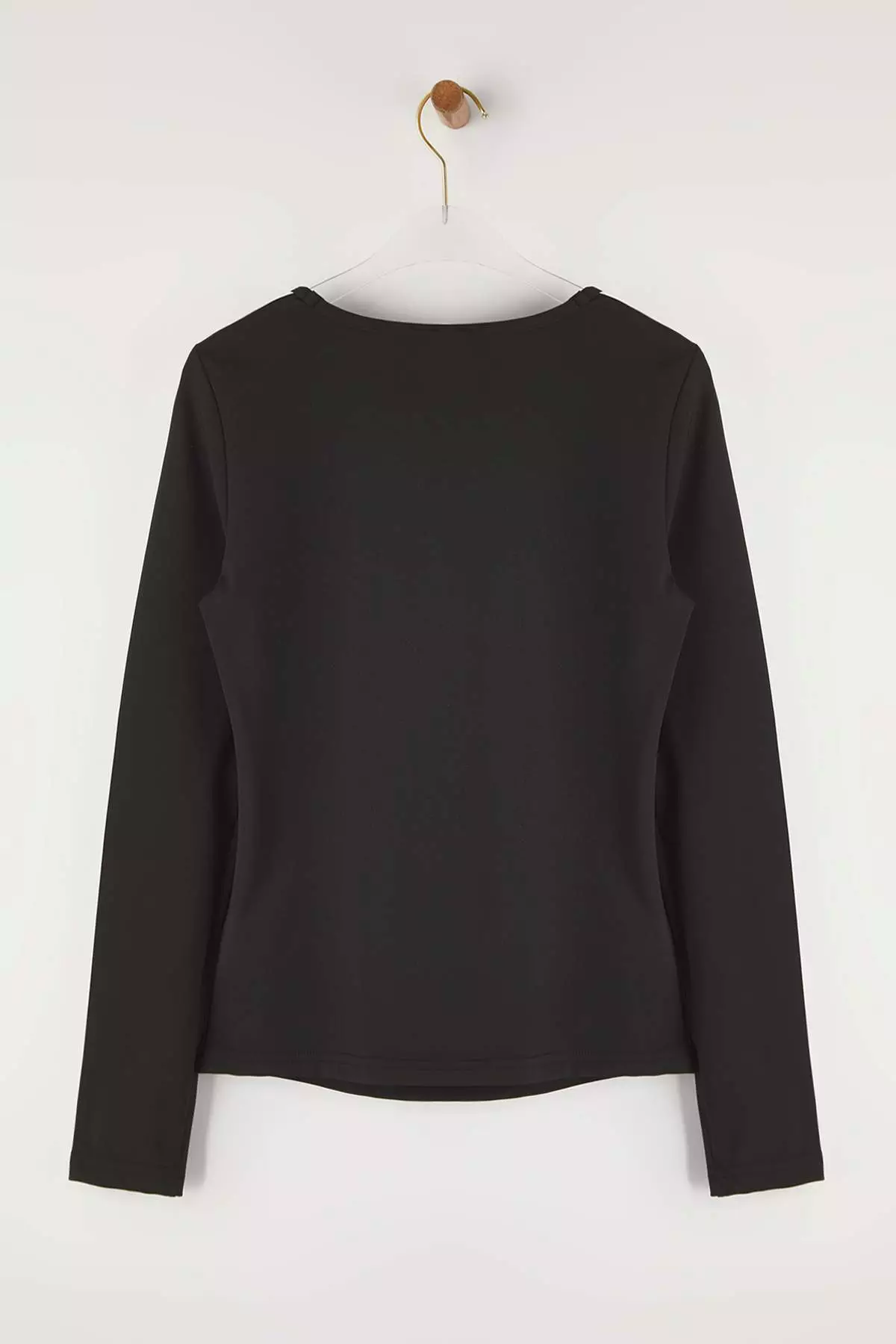 Black Diver/Scuba Fabric Stripe Detailed Knitted Sports Top/Blouse