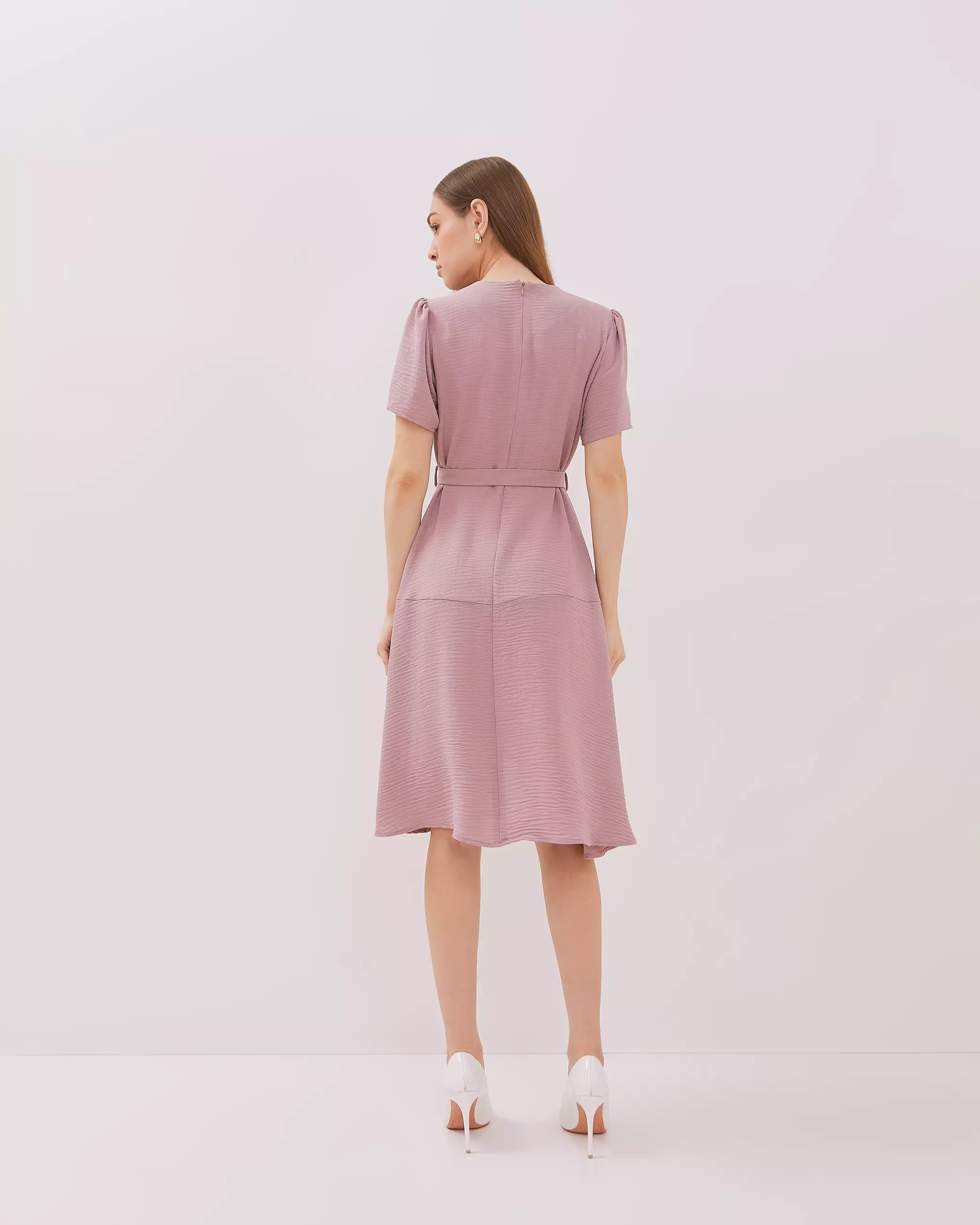 Urban Exchange Gaia Pink Mini Dress - Gaun Pesta Mini Dress V-Neck Lengan Pendek Warna Pink