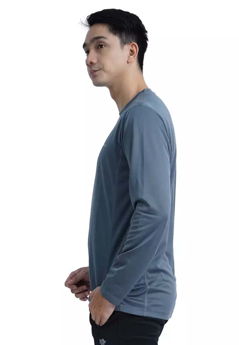 Tiento Kaos Running Dry Fit Lengan Panjang Baju Olahraga Pria Lari Gym Fitness Grey