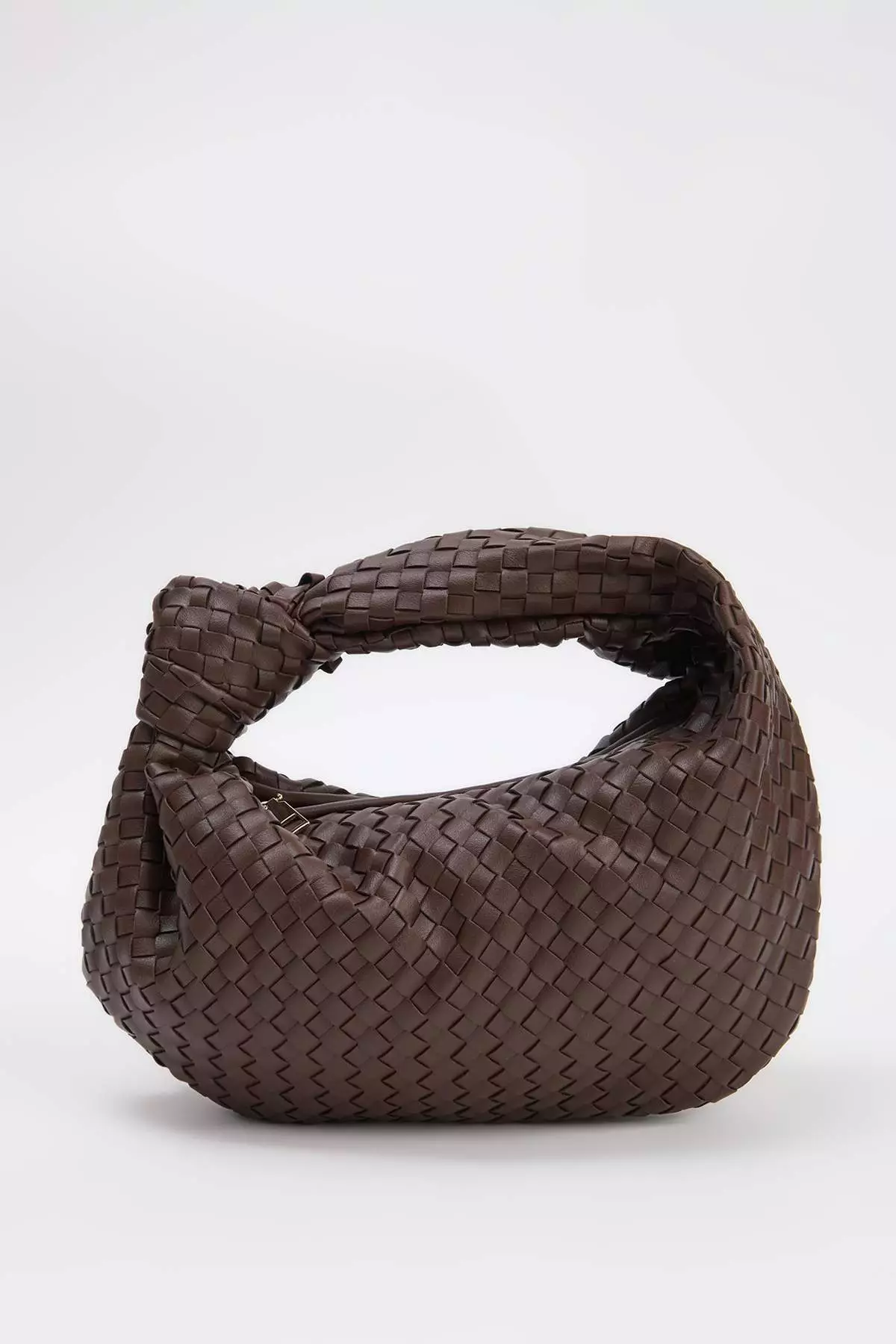 Dark Brown Premium Knitted Detailed Women'S Mini Shoulder Bag Takaw26Oc00072