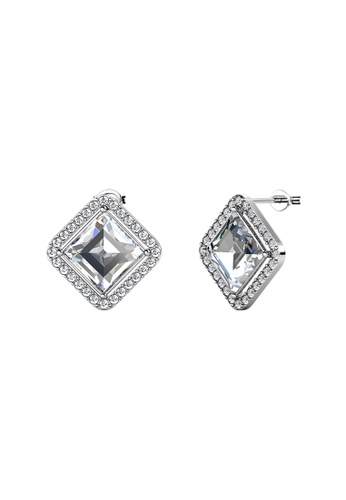 LOVE AND LIFE white Love & Life Bella Diamond Earrings (White Gold) Premium Crystals with 18K Real Gold Plated F87D9AC790DE0AGS_1