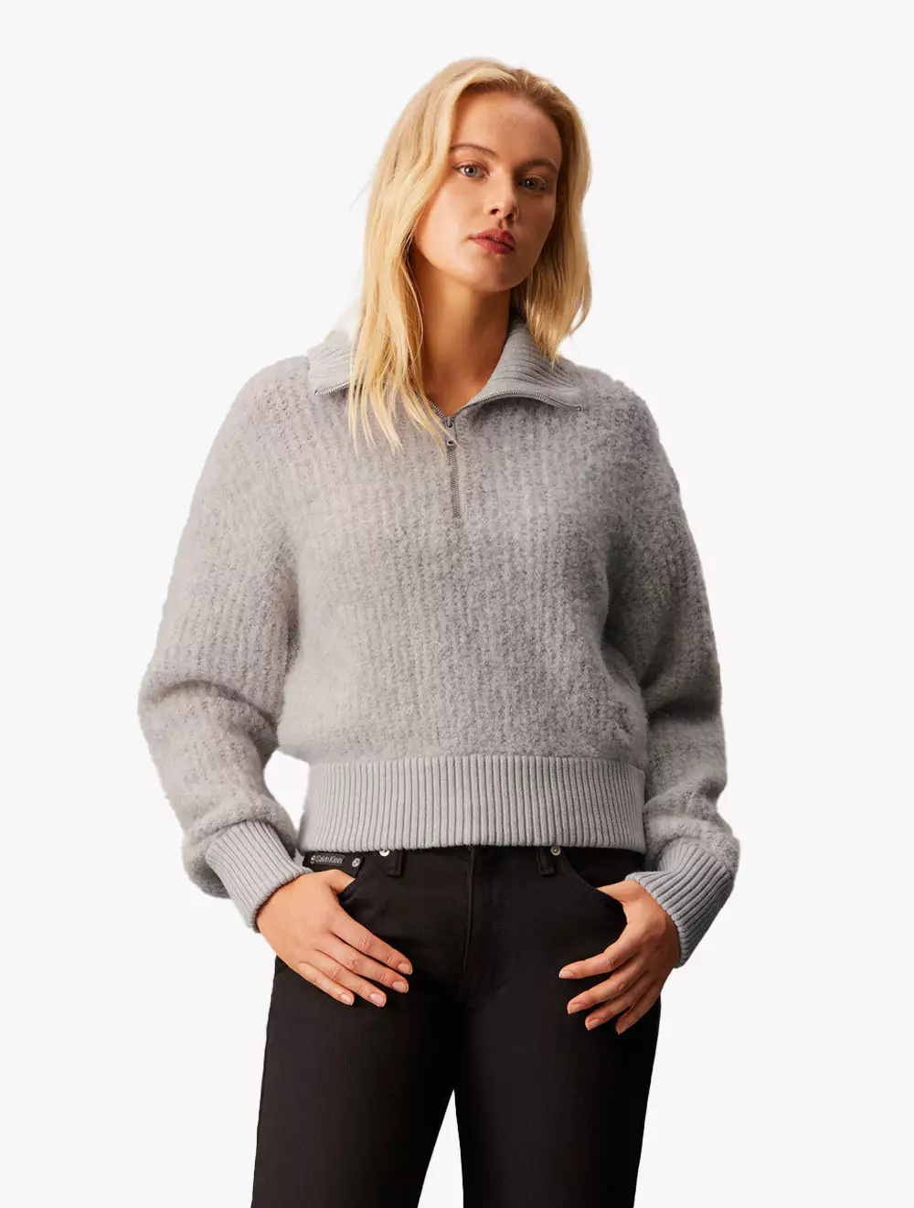 Jual Calvin Klein Calvin Klein Jeans Cropped Half Zip Alpaca