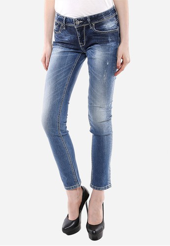 LGS - Jeans Premium - Biru Muda - Detail Whisker - Aksen Washed - Ripped.