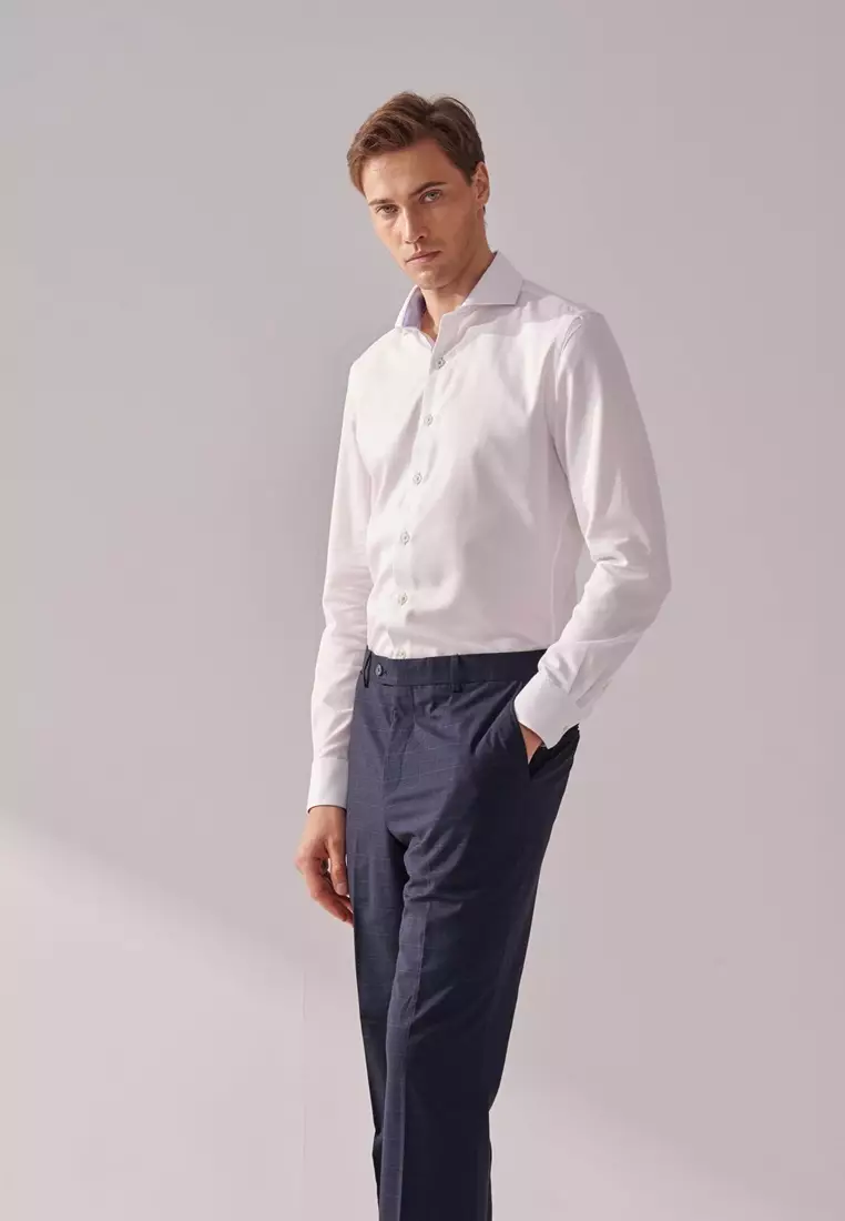 White Textured Classic Fit Shirt