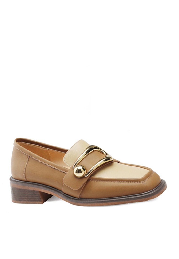 VANSA Square Toe Metal Buckle Loafers VSW-F022708-7