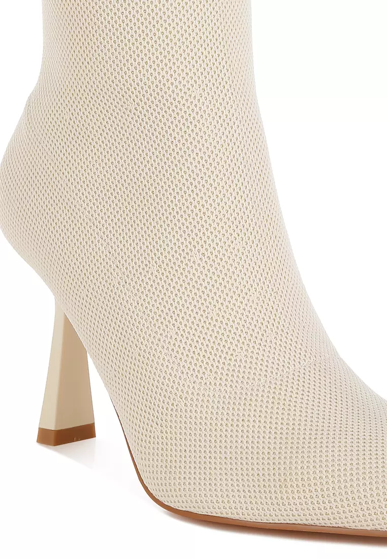 Knitted Sock Boots In Off White