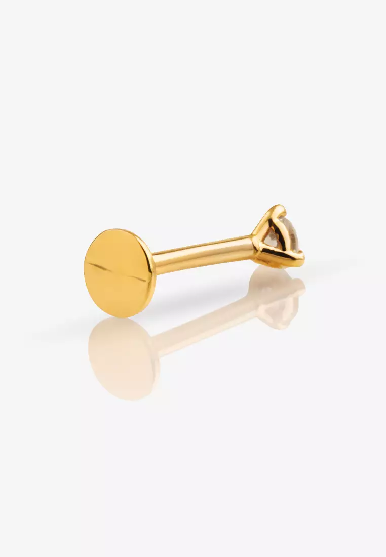 Single Diamond Mini Stud Flatback 14k Gold