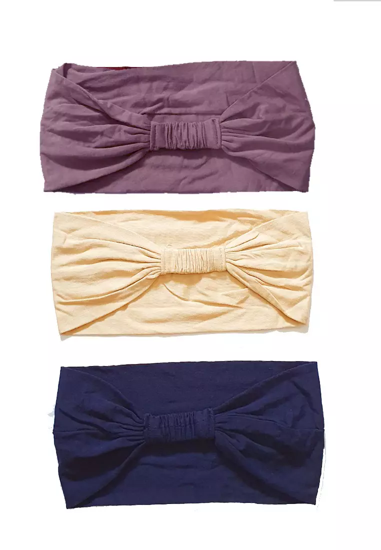 3 in 1 Bandana RayonTaupe, Navy & Skin Tone