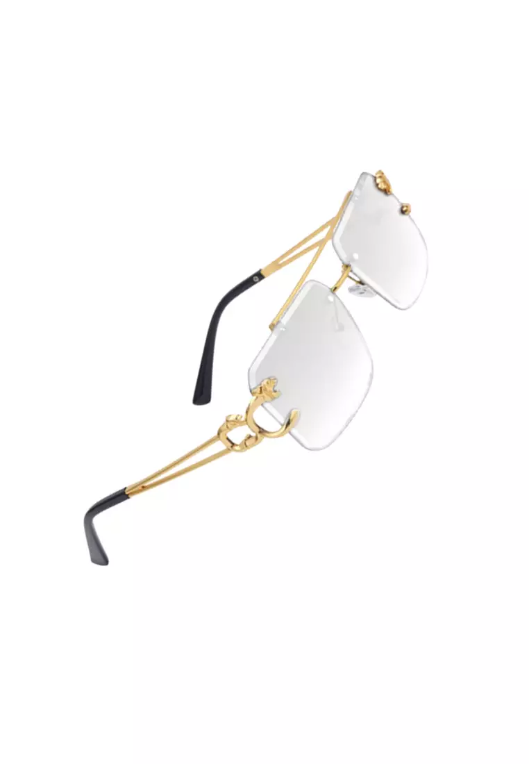 Derian Sunglasses New Retro Rimless Vintage Shades for Men Women Kacamata UV Protection Frame Material Alloy ORIGINAL - transparant