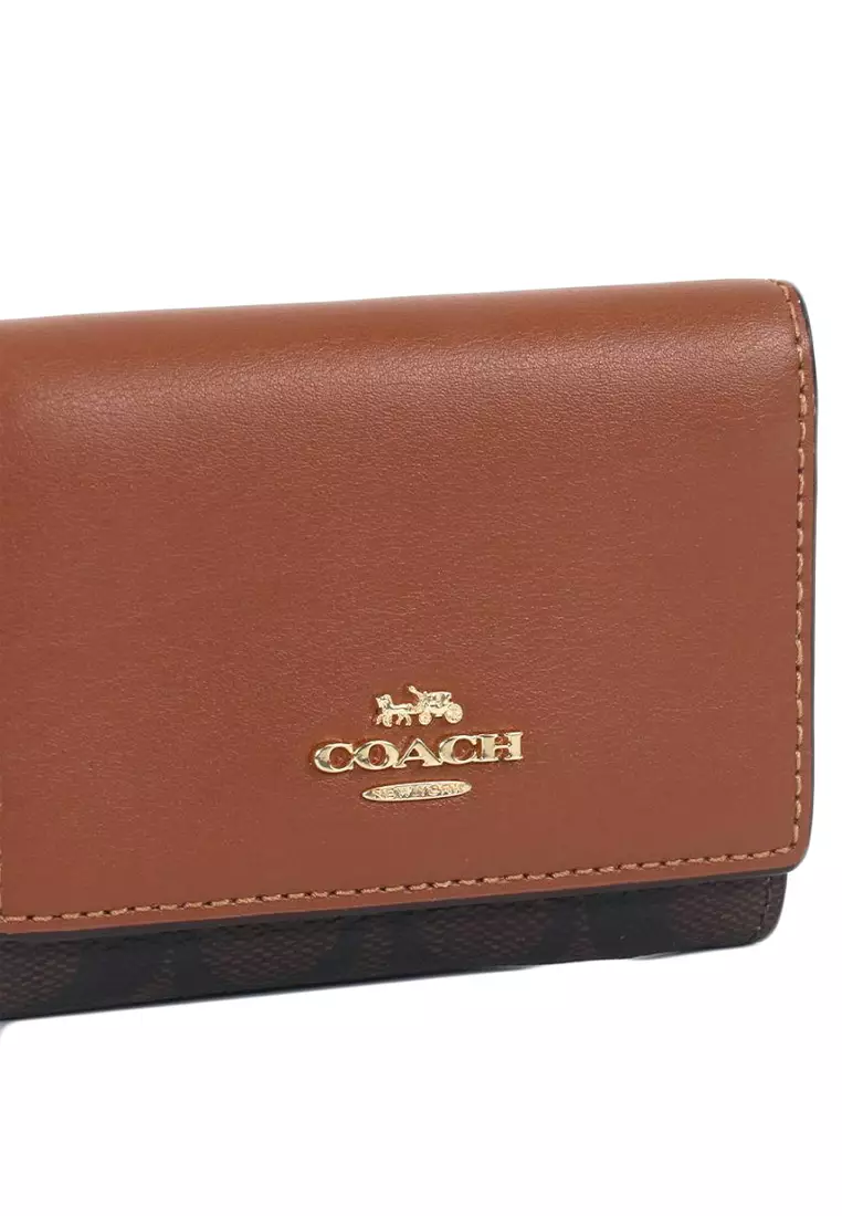 Buy Coach Coach Micro Wallet In Signature Canvas - Brown 2024 Online ...