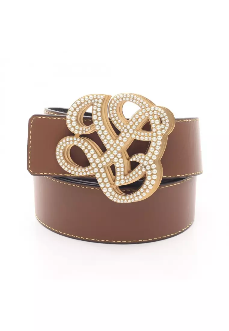 Pre-Loved Louis Vuitton LV Dynasty 40MM reversible belt leather black Brown gold hardware