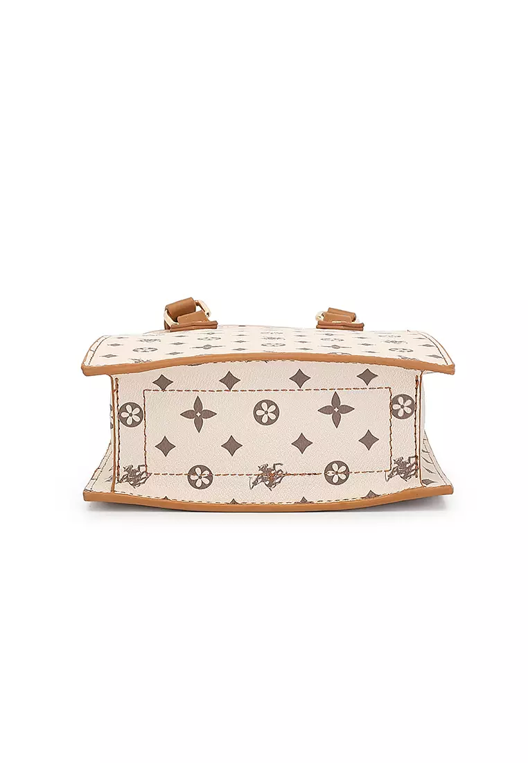 Women's Monogram Top Handle Bag / Sling Bag / Crossbody Bag (Tas Selempang / Tas Tangan) - Cokelat