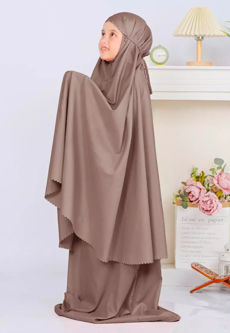 Zelena - Mukena Basic Sabira Lasercut 2in1 Prayer Set - Anak