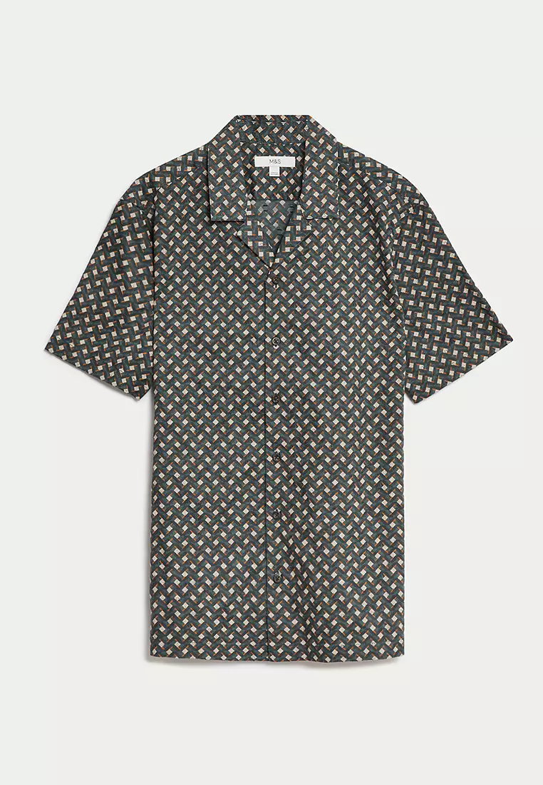Pure Cotton Cuban Collar Shirt
