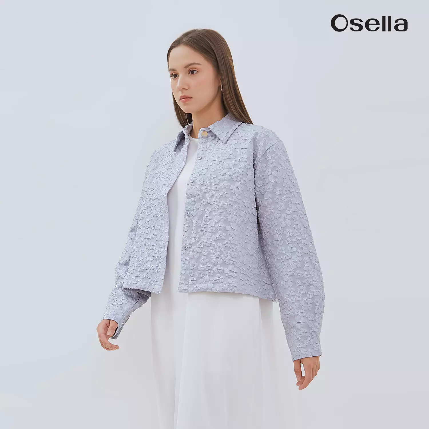 Osella Zania Dress Set With Jacquard Outer 1157660336 | Setelan Dress Outer Lengan Panjang Wanita