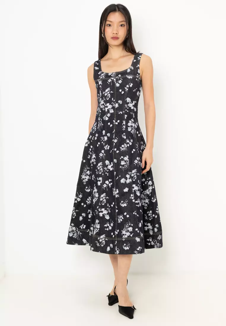 All Over-Print Orchid Denim Dress