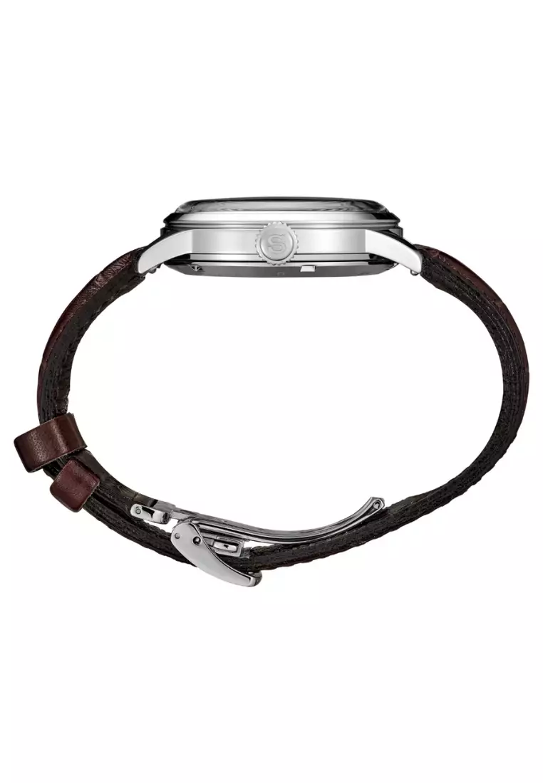 Seiko Presage ‘Acacia’ Cocktail Time GMT Graduated Yellow Dial Brown Leather Band Automatic Watch SSK041J1