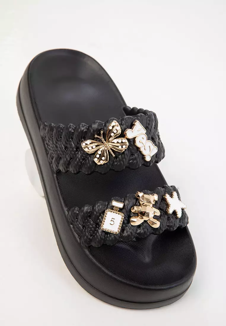 Black Women's Slippers 20305