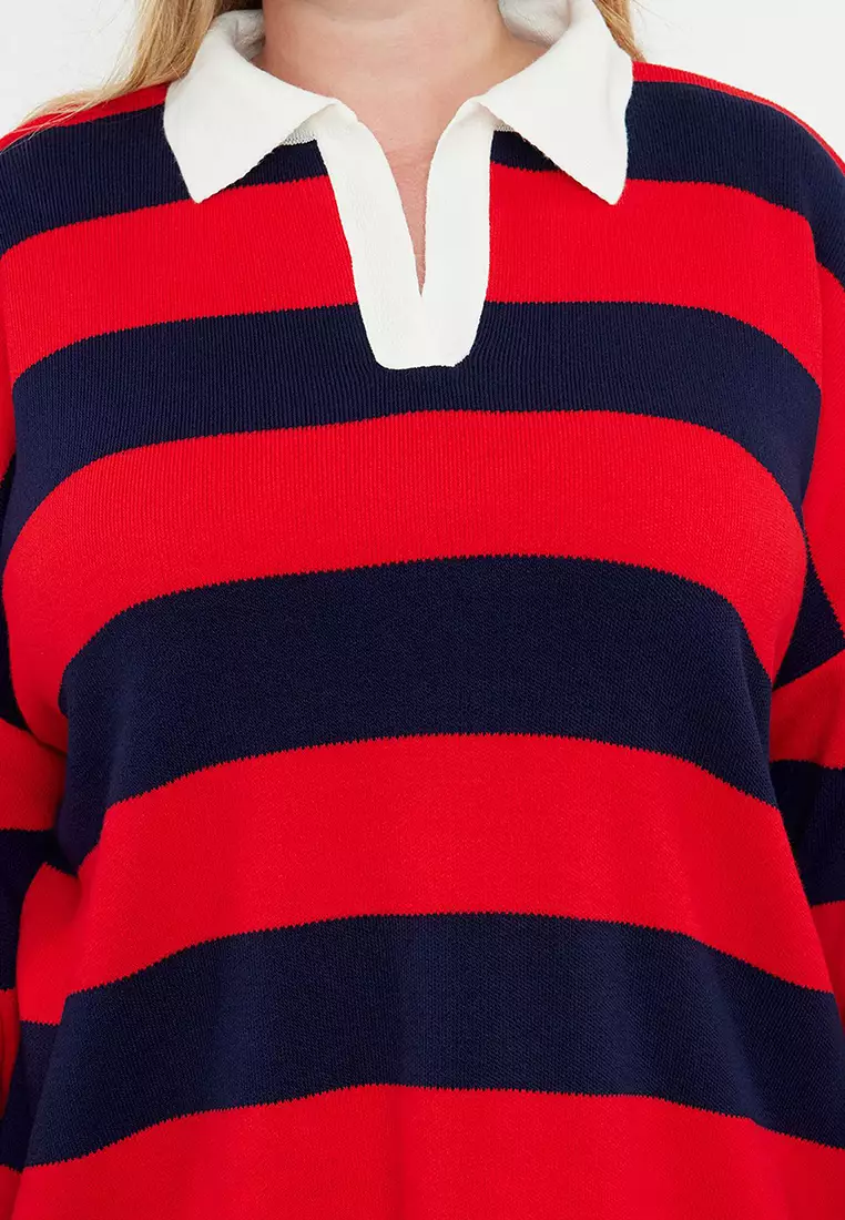 Multicolored Polo Neck Striped Knitwear Sweater Tbbaw23An00045