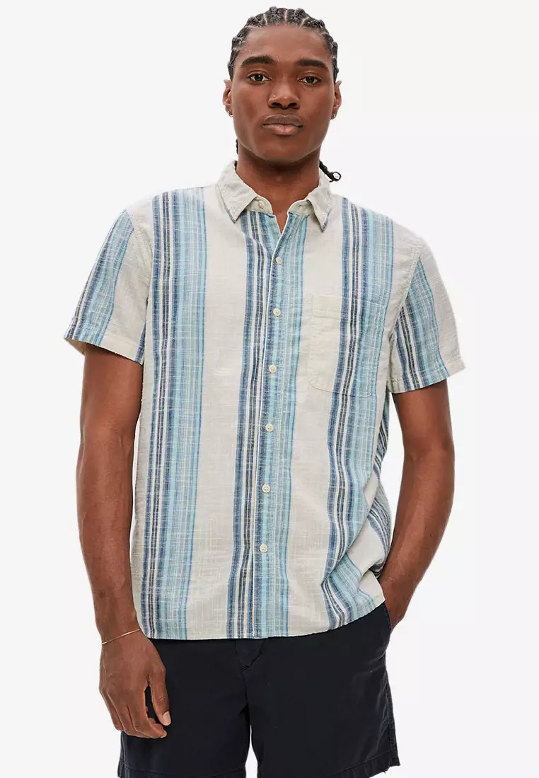 American Eagle Striped Button-Up Resort Shirt 2024, Buy American Eagle  Online