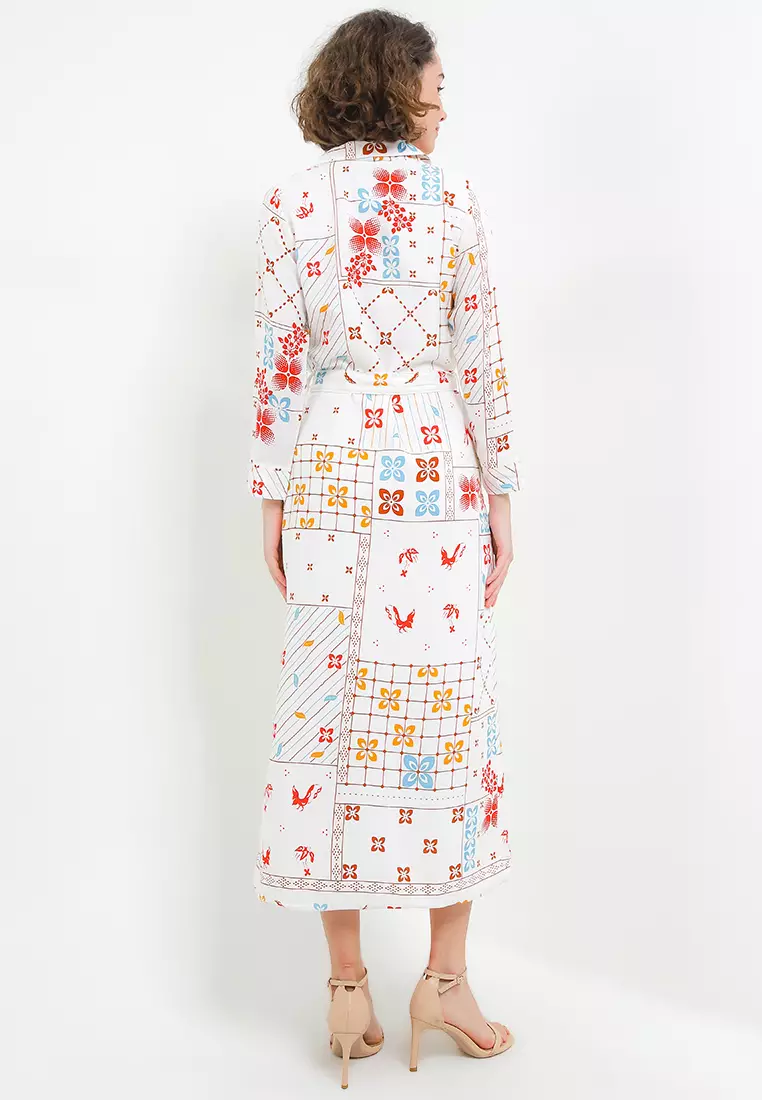 Dress Batik Wanita Katun Rayon Premium Long Estrella Red