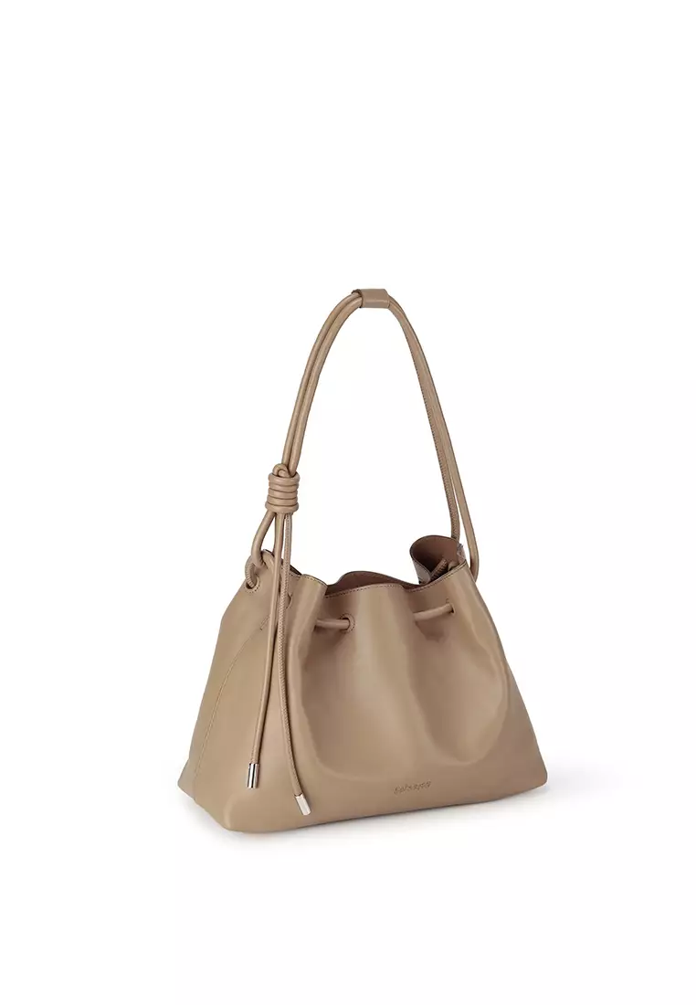 ELIANA Knotty Ruched Two-Way Bag - Milkshake Latte